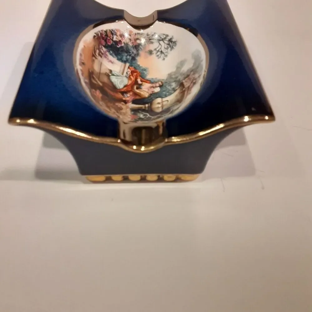 Vintage Carlton Ware England Ashtray Cobalt Hand Crafted Old English